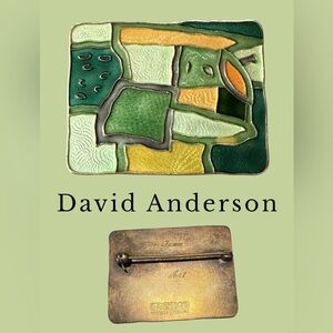 Vintage David Anderson Norway Sterling Enamel Brooch- Scandinavian Abstract